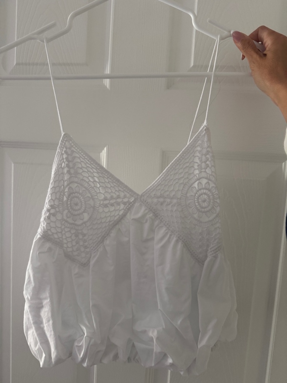 Zara White Crochet Strap Sundress Top